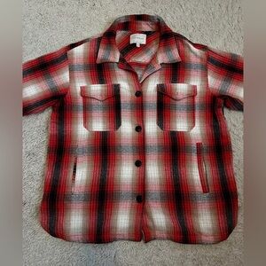 Lucky Brand Red and Black Plaid Shacket Size Large